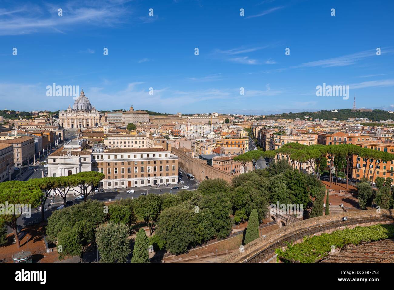 City of Rome in Italy, cityscape with Parco Adriano park in direction ...