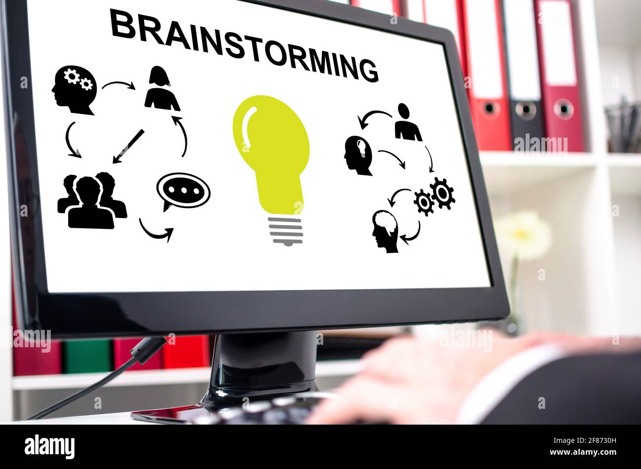 Brainstorming concept shown on a computer screen Stock Photo