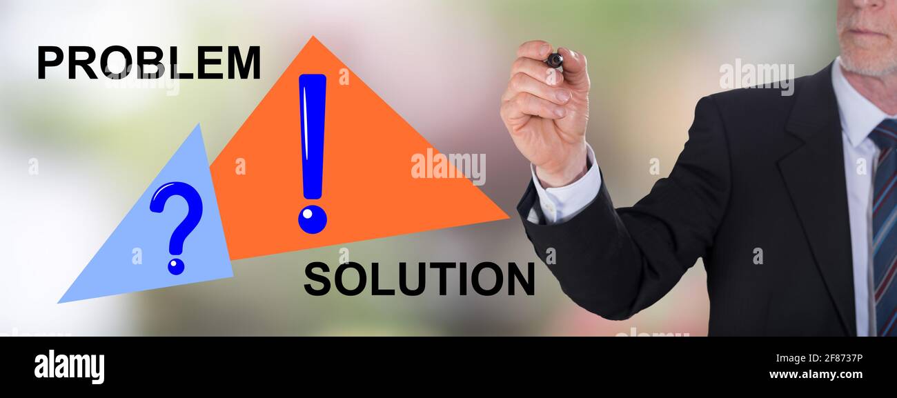 Businessman drawing a problem and solution concept Stock Photo - Alamy