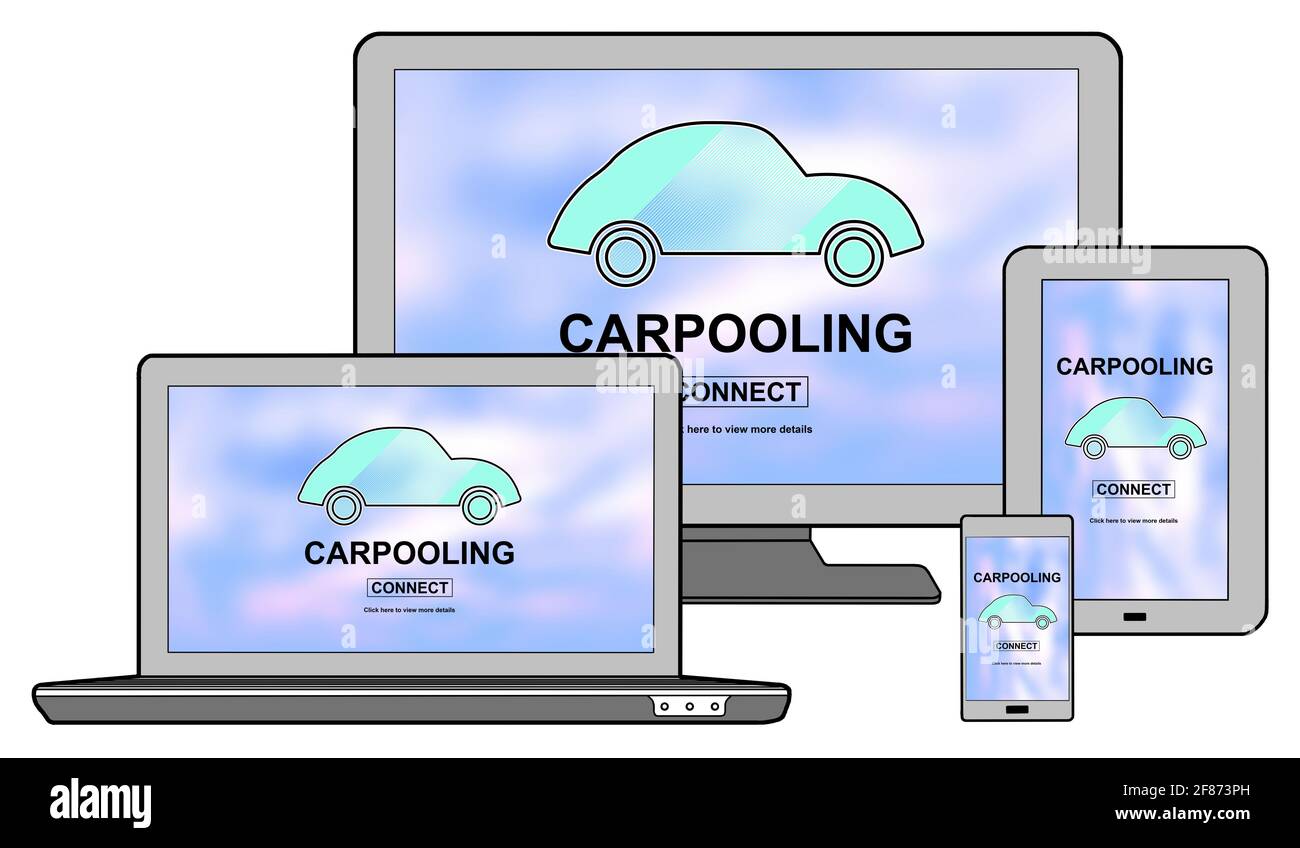 Carpooling concept shown on different information technology devices Stock Photo