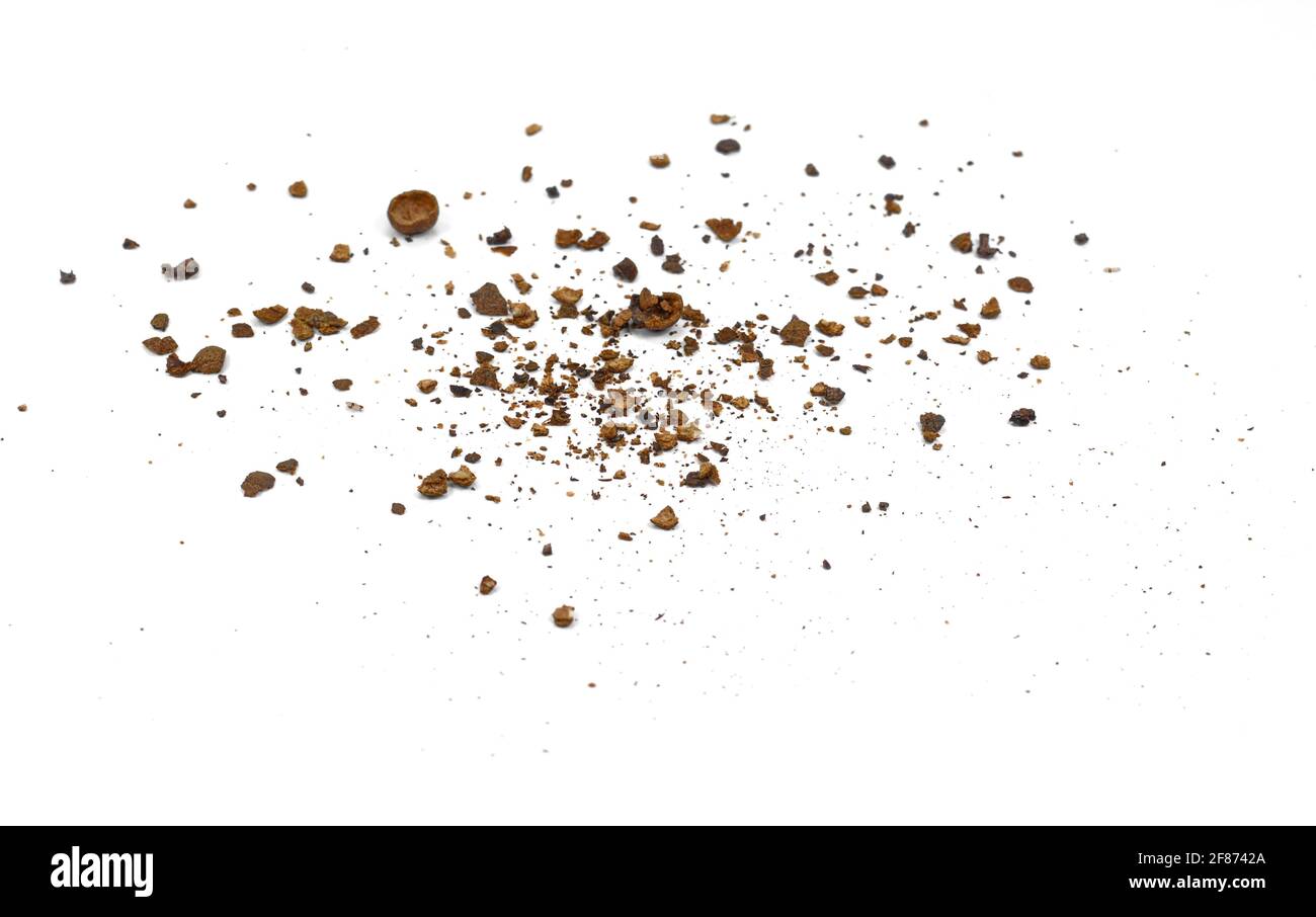 Ground Allspice, crushed pimento spice, Jamaican pepper pile isolated