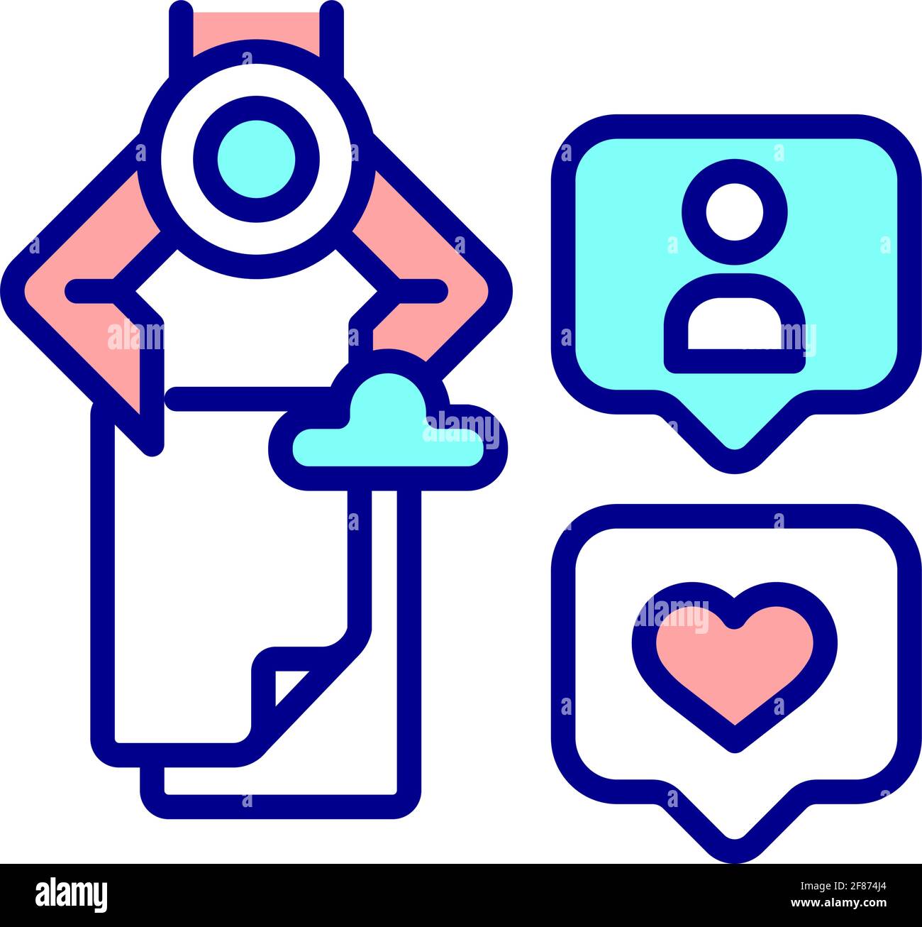 Social media content optimization RGB color icon Stock Vector