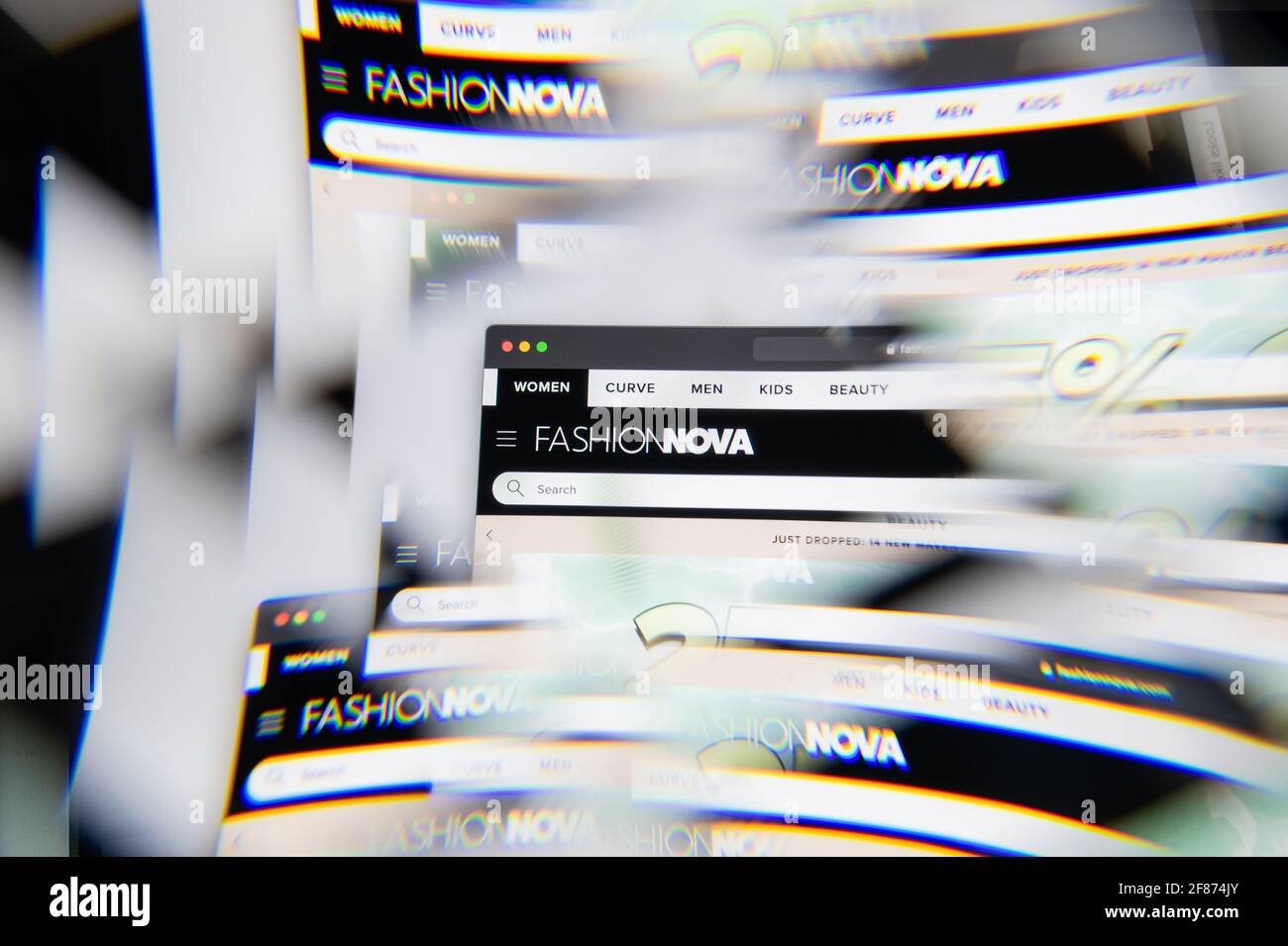 Milan, Italy APRIL 10, 2021 FASHION NOVA logo on laptop screen seen