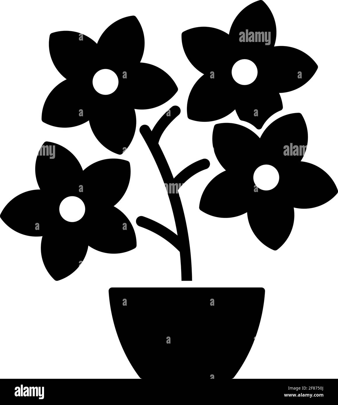 Flowering tree shrubs black glyph icon Stock Vector