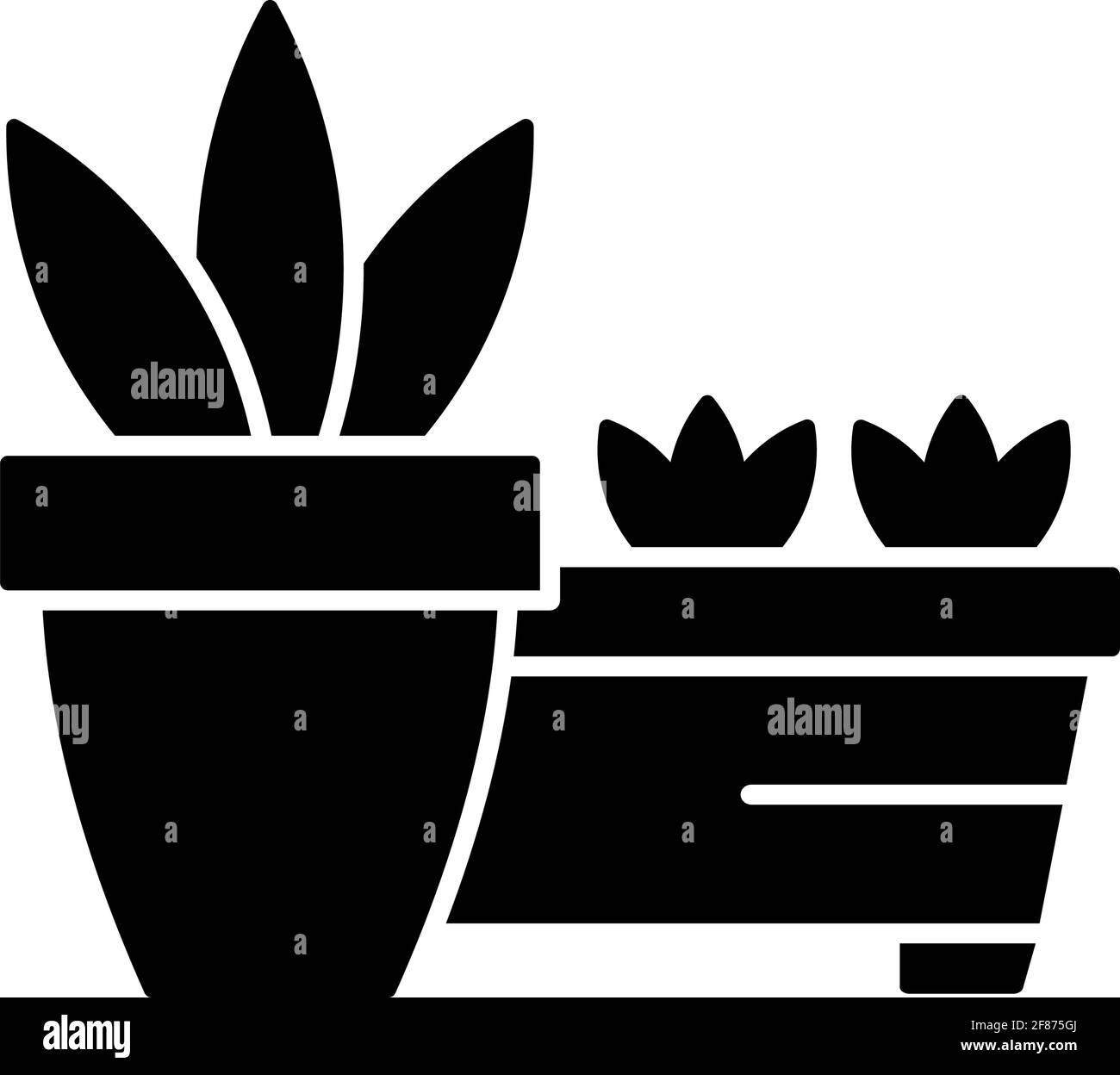 Flower pots and flower beds black glyph icon Stock Vector Image & Art