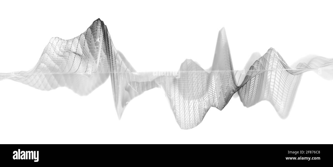 Audio waves or sound waves, visualization as grid or wireframe mesh