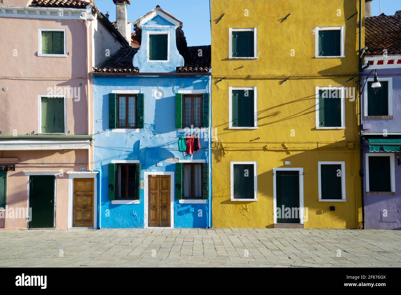 Colorful buildings in Burano Stock Photo