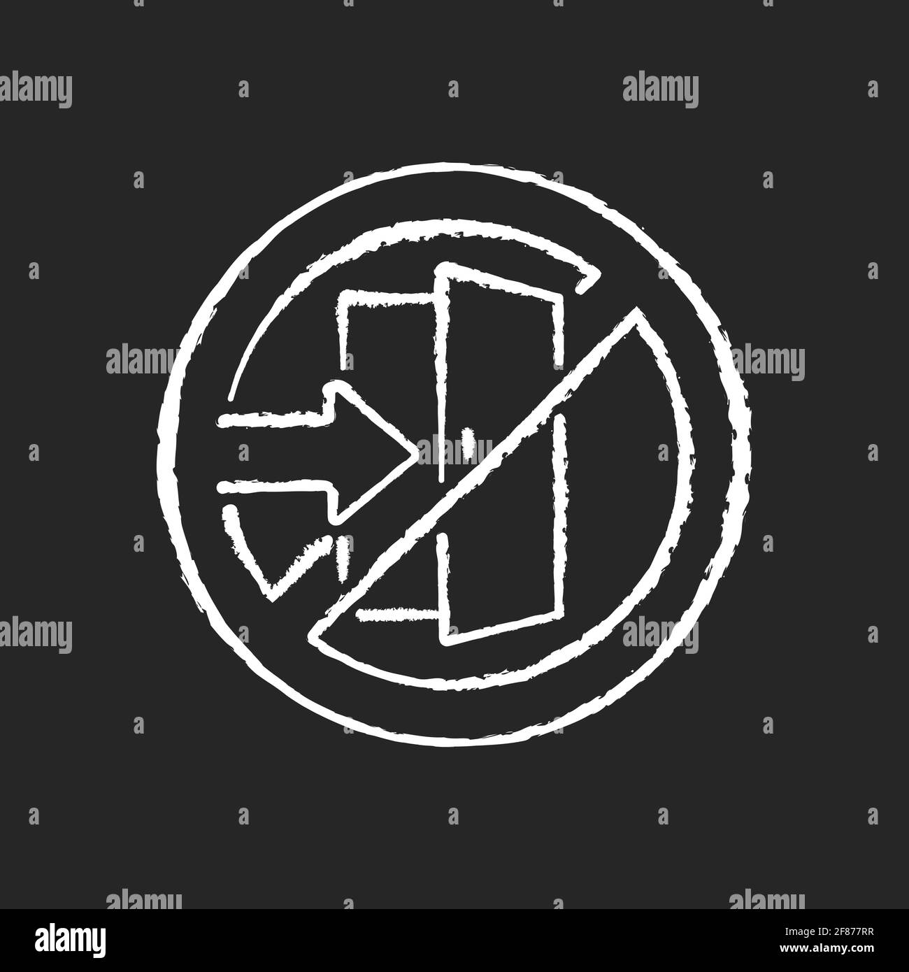 Do not enter chalk white icon on black background Stock Vector