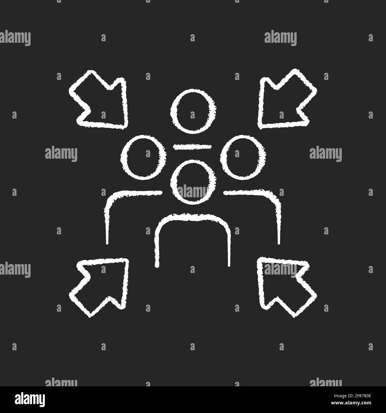 Assembly point chalk white icon on black background Stock Vector