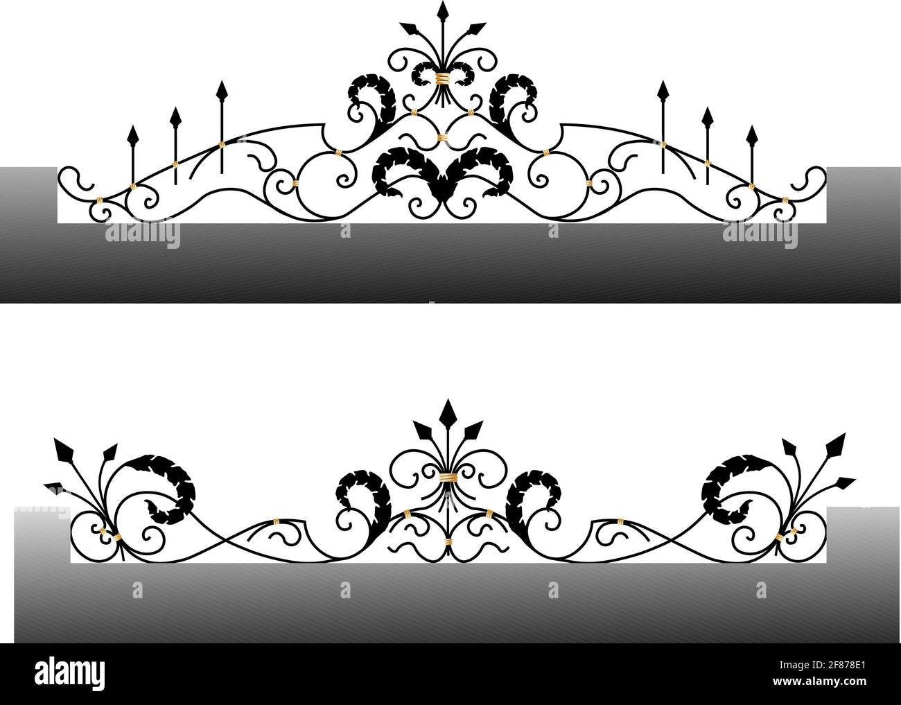 Vector template for a fence. Wrought iron. Metal fence sketch. Artistic ...