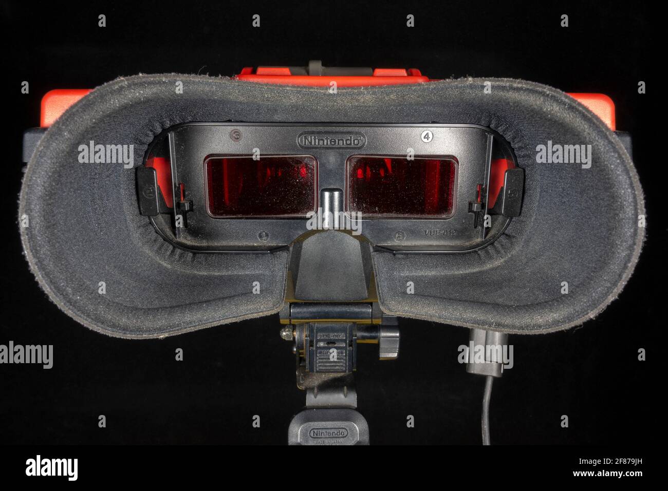 The viewing eyepiece of a Nintendo Virtual Boy table-top video game console, first launched in Japan in 1995, (it did not launch in Europe). Stock Photo