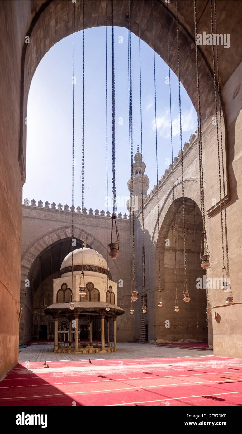 view towards qibla iwan, Sultan Hasan complex, Cairo Stock Photo