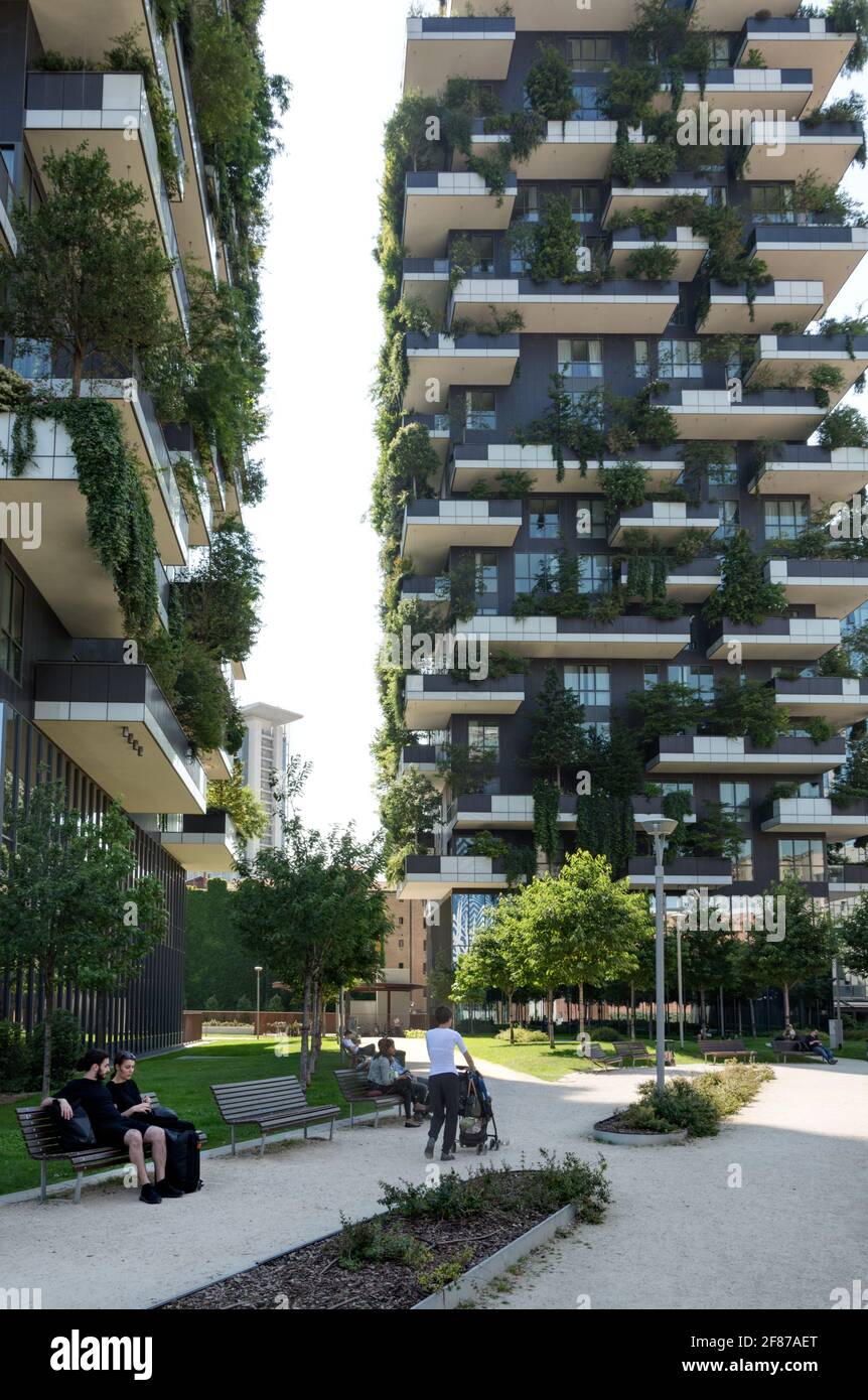 The Vertical Forest towers in Milan by Boeri Stock Photo Alamy
