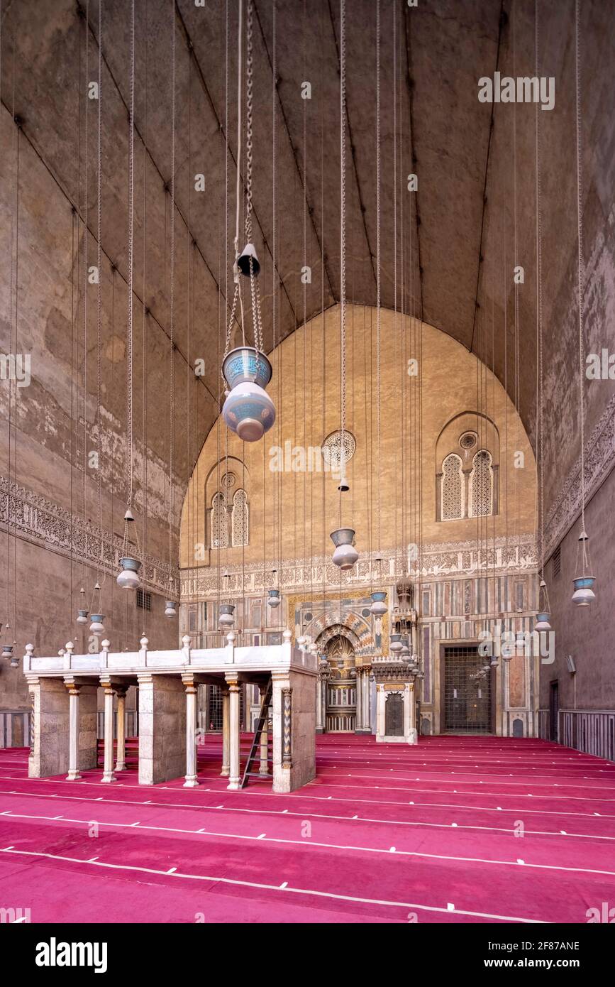 view towards qibla iwan, Sultan Hasan complex, Cairo Stock Photo