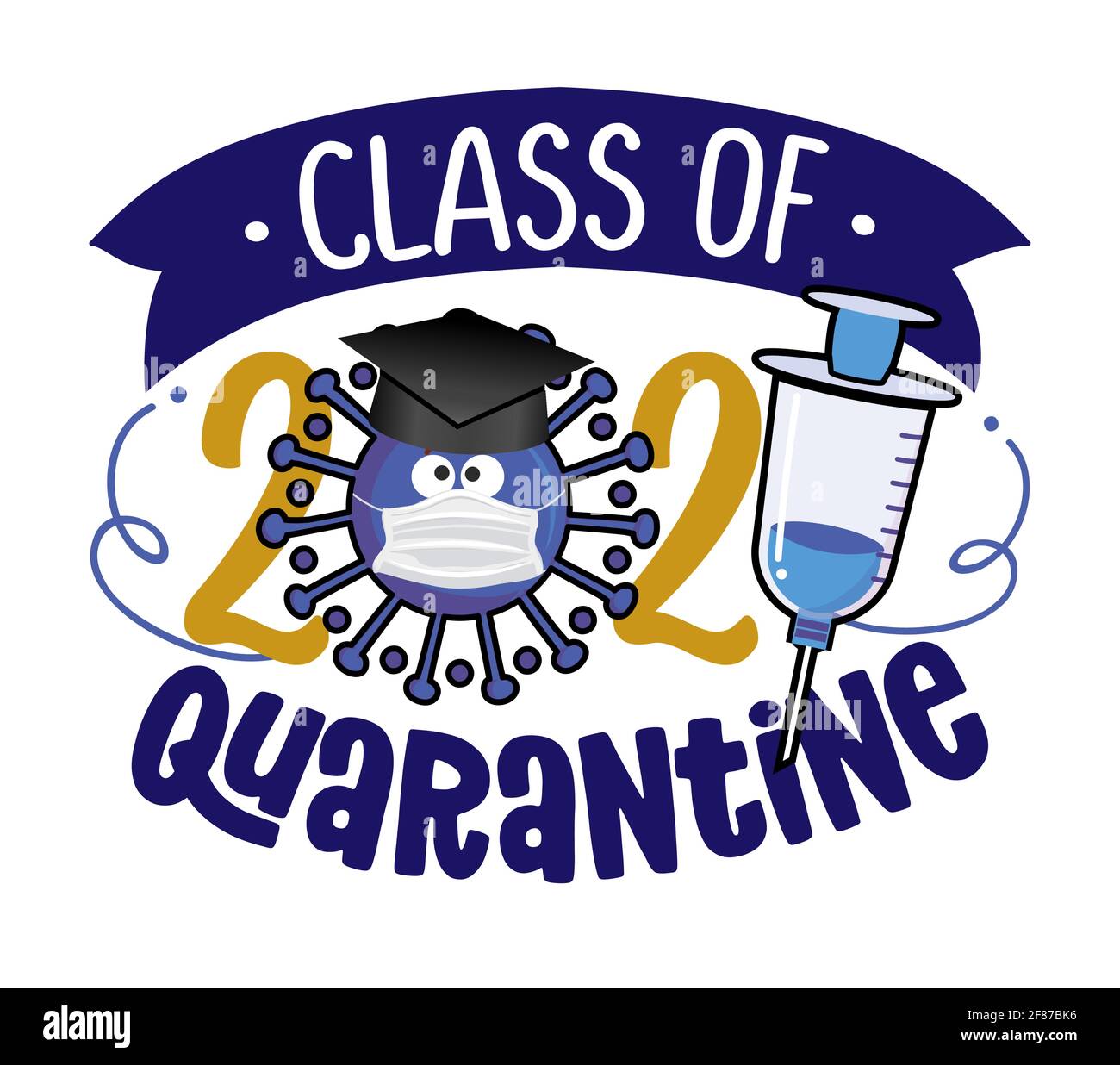 Download Congratulations Graduates Class of 2021 - Kawaii coronavirus with graduation hat and vaccine ...
