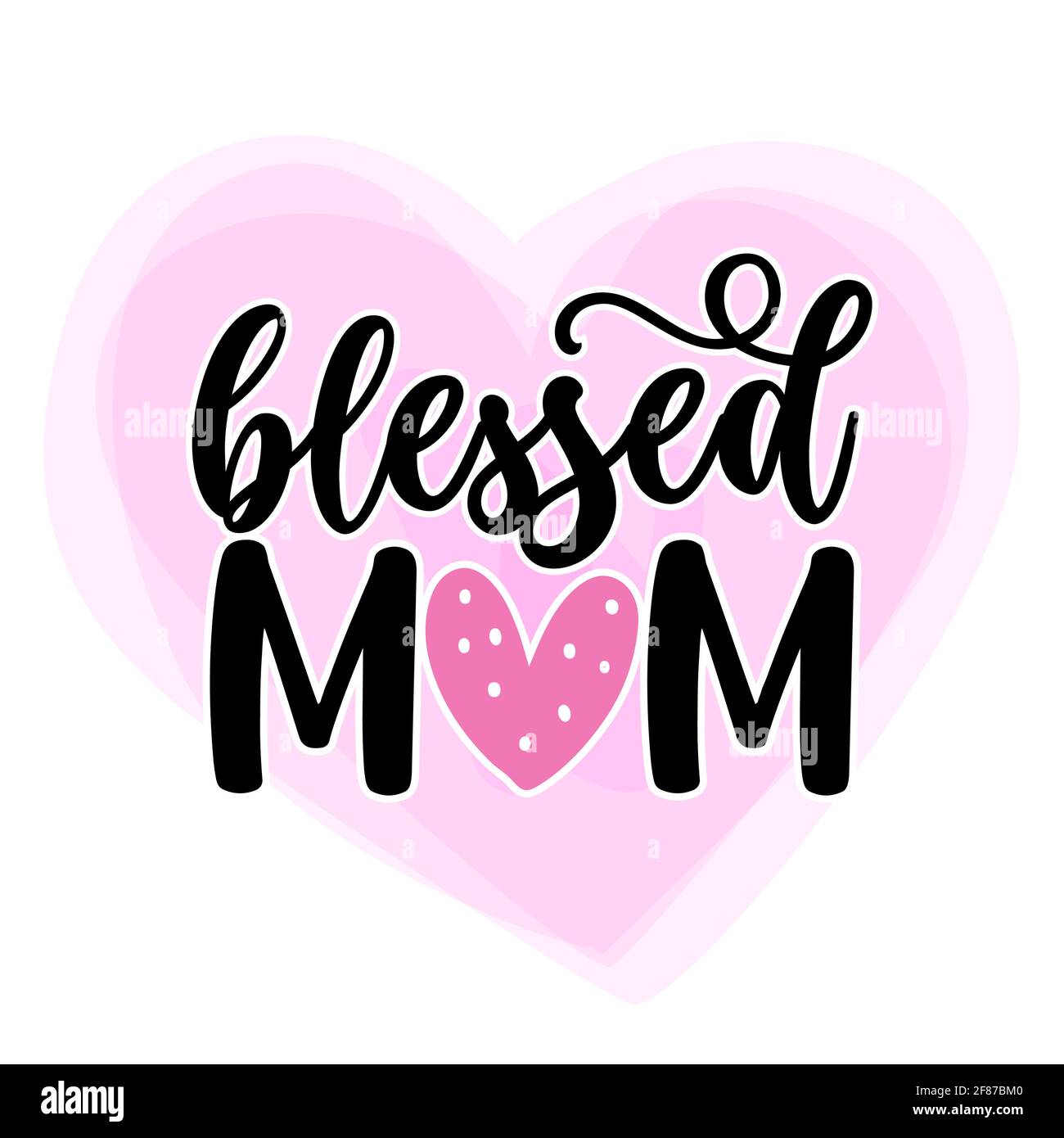 Blessed Mom - Happy Mothers Day lettering. Handmade calligraphy vector illustration. Mother's day card with crown.  Good for t shirt, mug, scrap booki Stock Vector