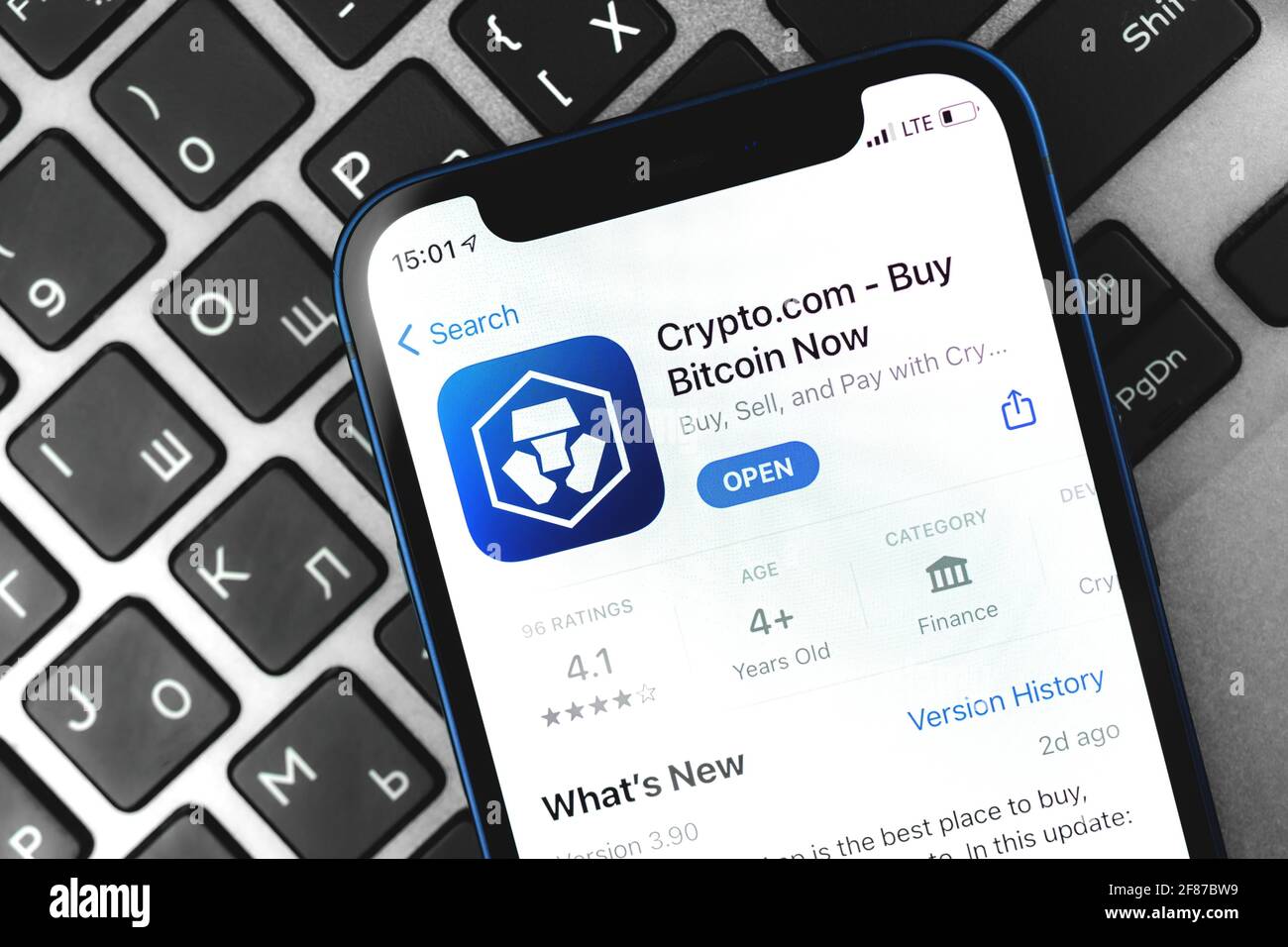 Kharkov, Ukraine - April 9, 2021: Crypto.com buy Bitcoin app logo close up  on the screen Stock Photo - Alamy