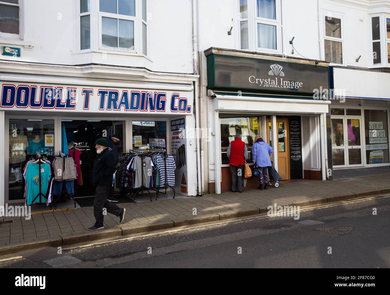 Camborne, Cornwall, UK. 12th Apr, 2021. The high street was much busier