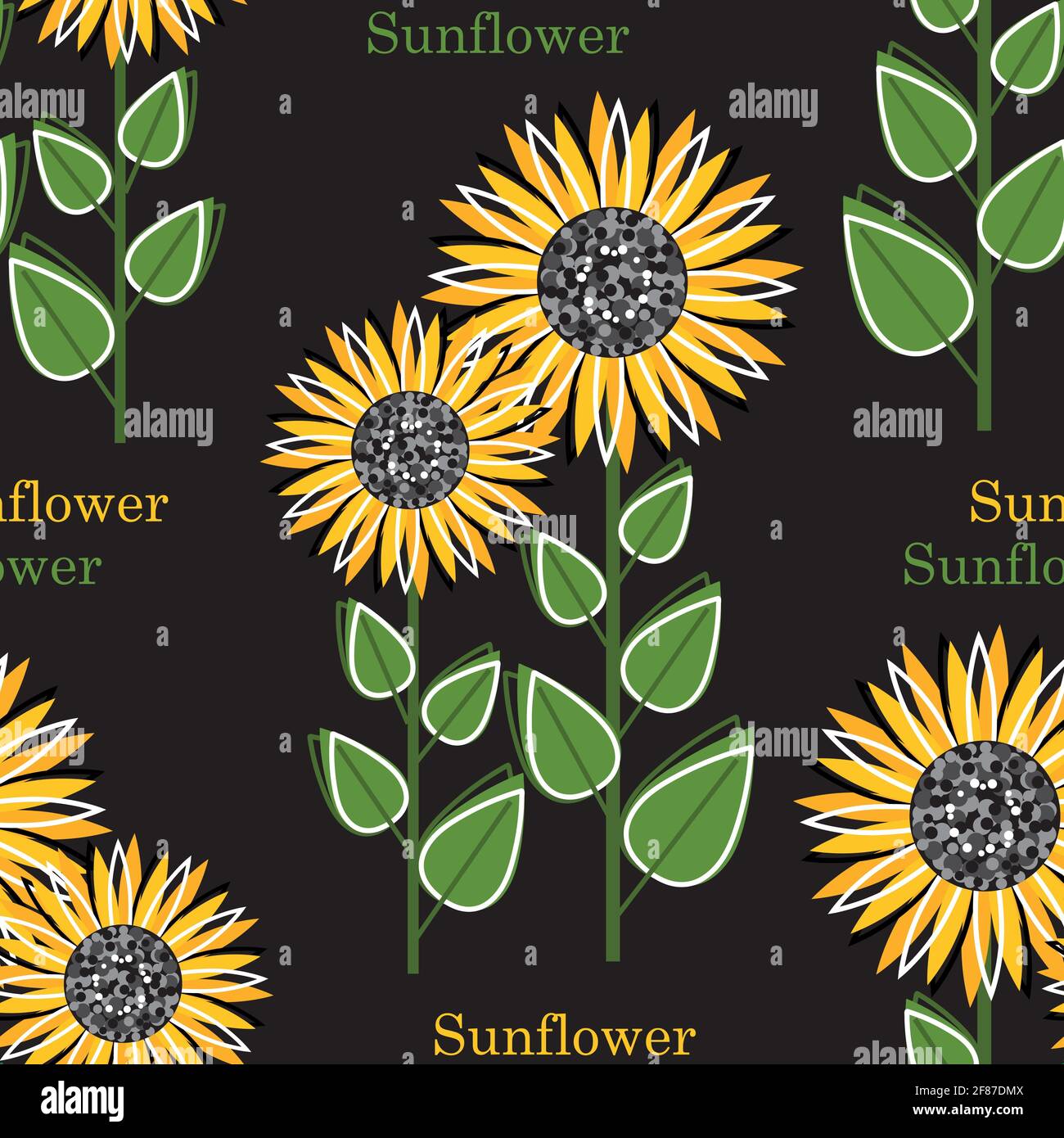 Sunflower green leaves seamless Stock Vector Images - Alamy