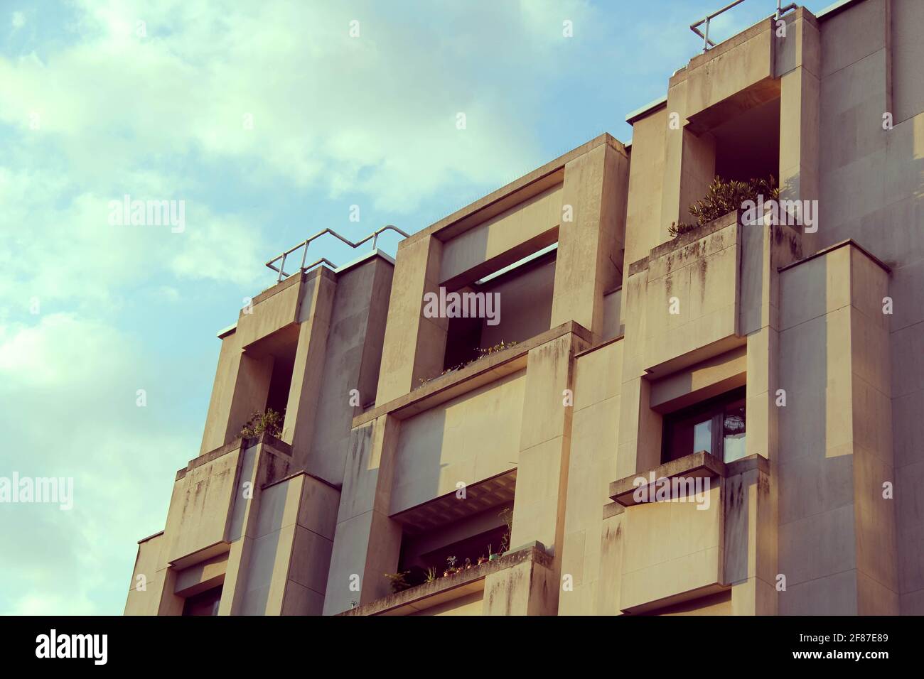 Facade of a Modern Geometrical White Building Stock Photo - Alamy