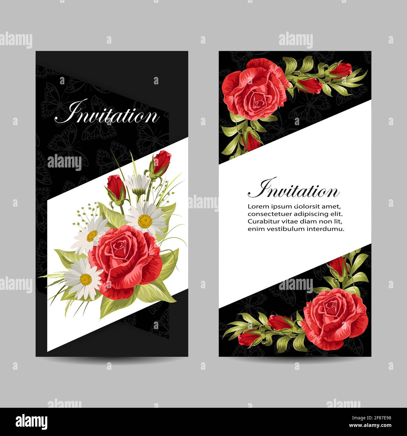 Abstract red rose butterfly greeting hi-res stock photography and ...