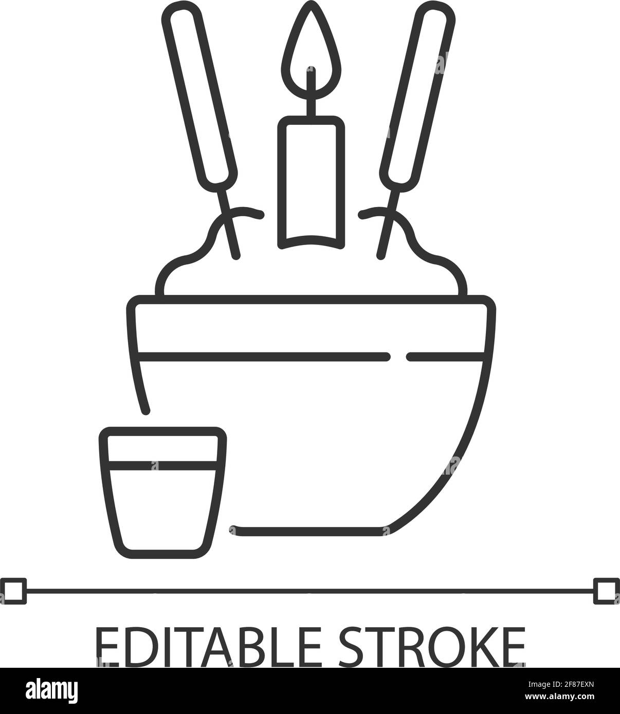 Rice bowl linear icon Stock Vector