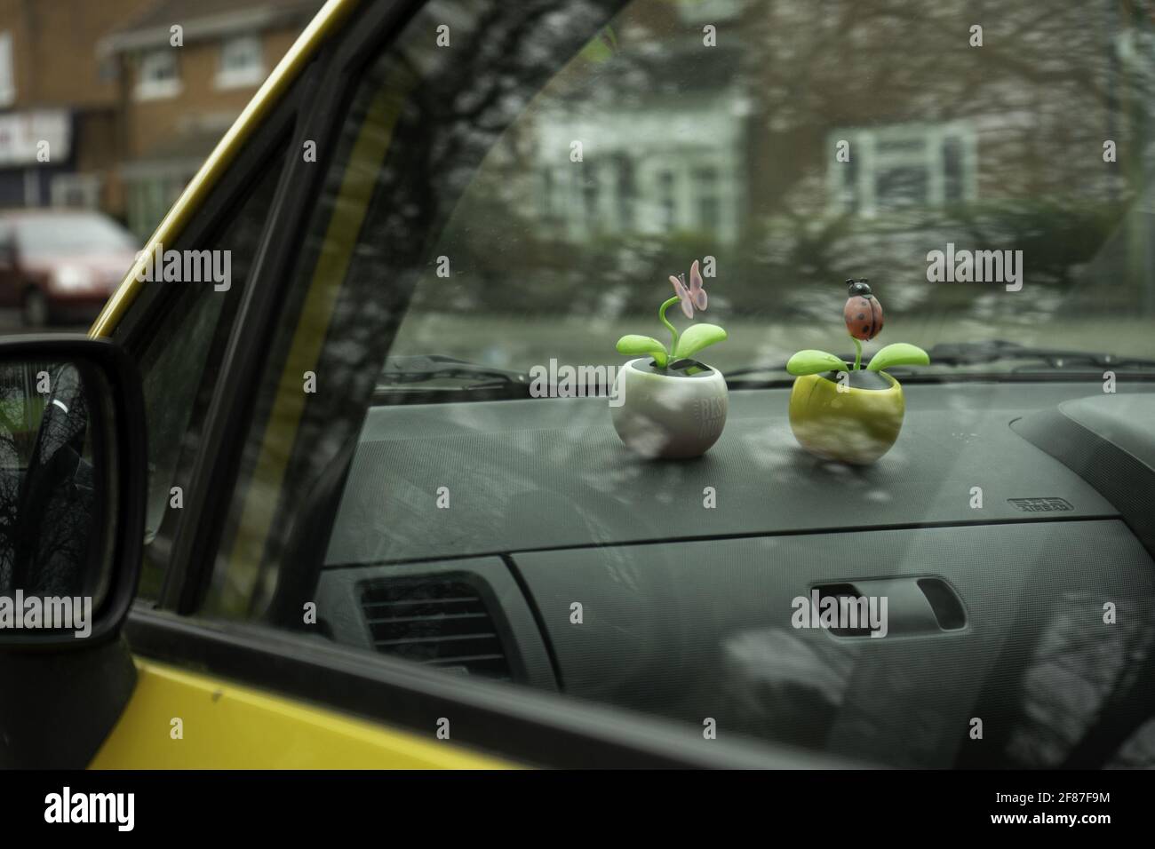 Bobble-Head Blume Spielzeug für die Dekoration auf einem Auto Armaturenbrett  Stockfotografie - Alamy