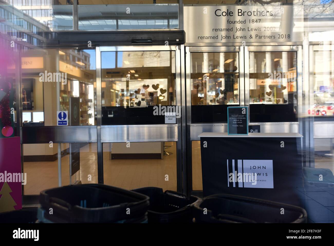 Barkers Pool, Sheffield, UK. 12th Apr 2021. The iconic John Lewis store