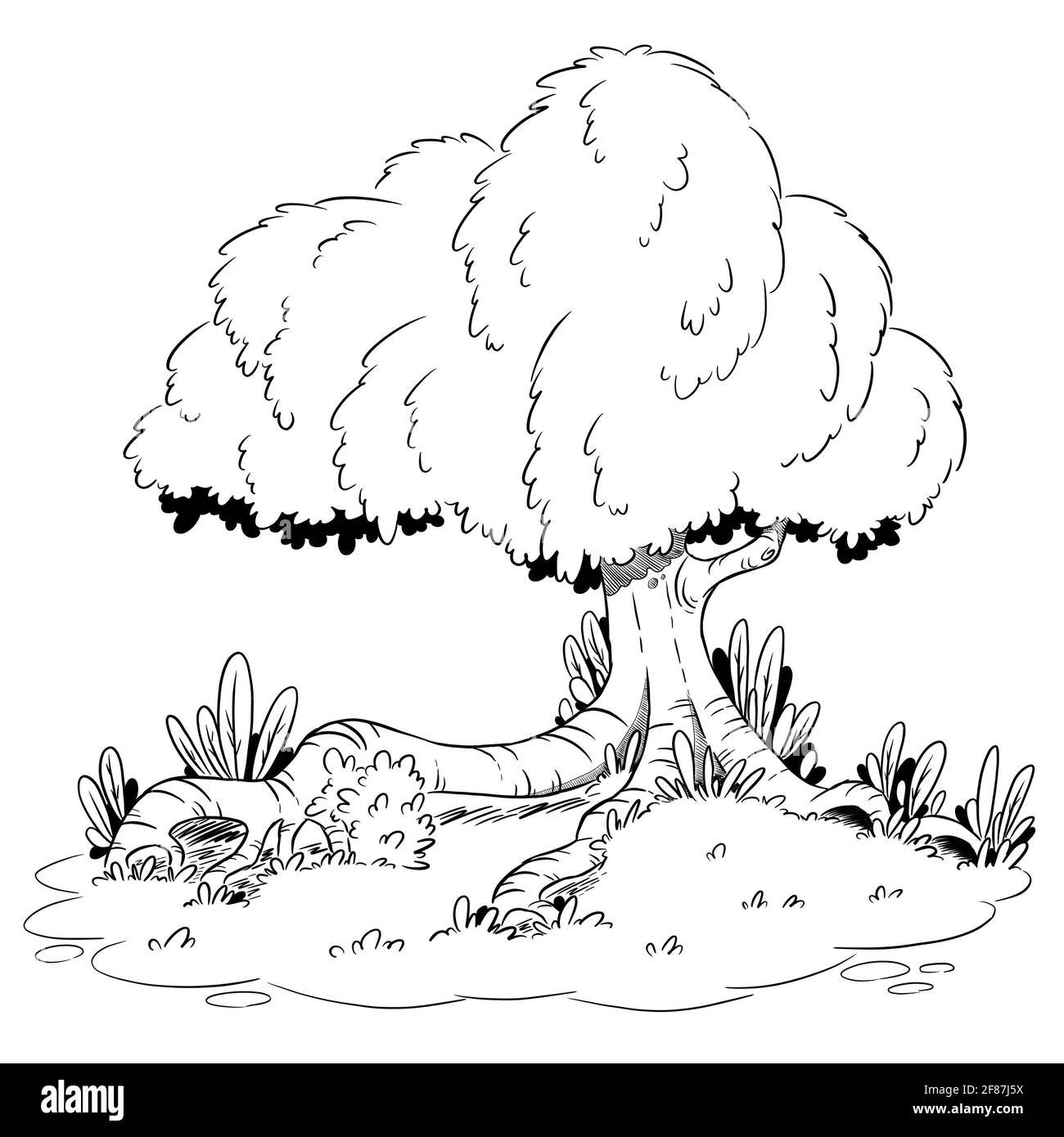 Coloring Book Tree Stock Photo