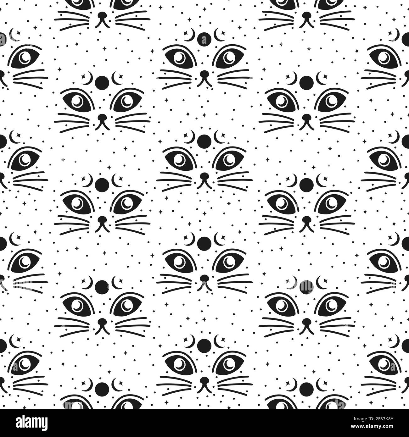 Seamless pattern cat happy background.Cute animal kitten Stock Vector ...