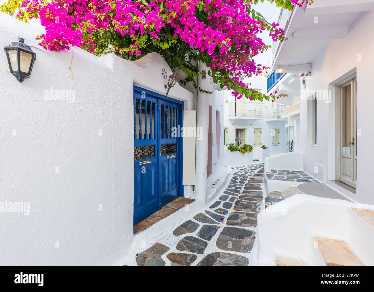 Mykonos, Greece. View of the narrow streets of Mykonos town. Stock Photo