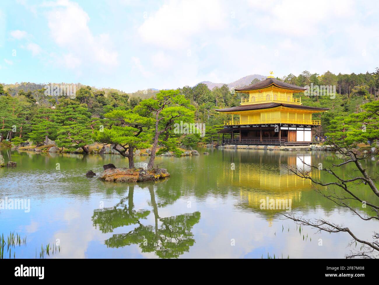 The Golden Pavilion (Kinkaku-ji Temple) in Rokuon-ji complex (Deer Garden Temple), Kyoto, Japan. UNESCO world heritage site Stock Photo