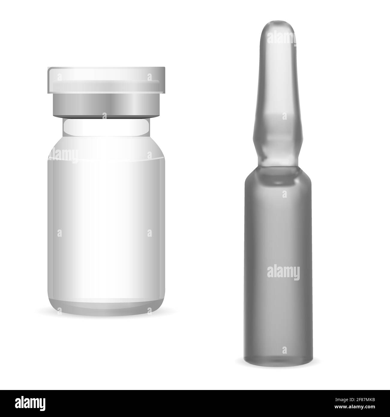 Glass medical vial. injection ampoule mockup, 3d pharmaceutical jar