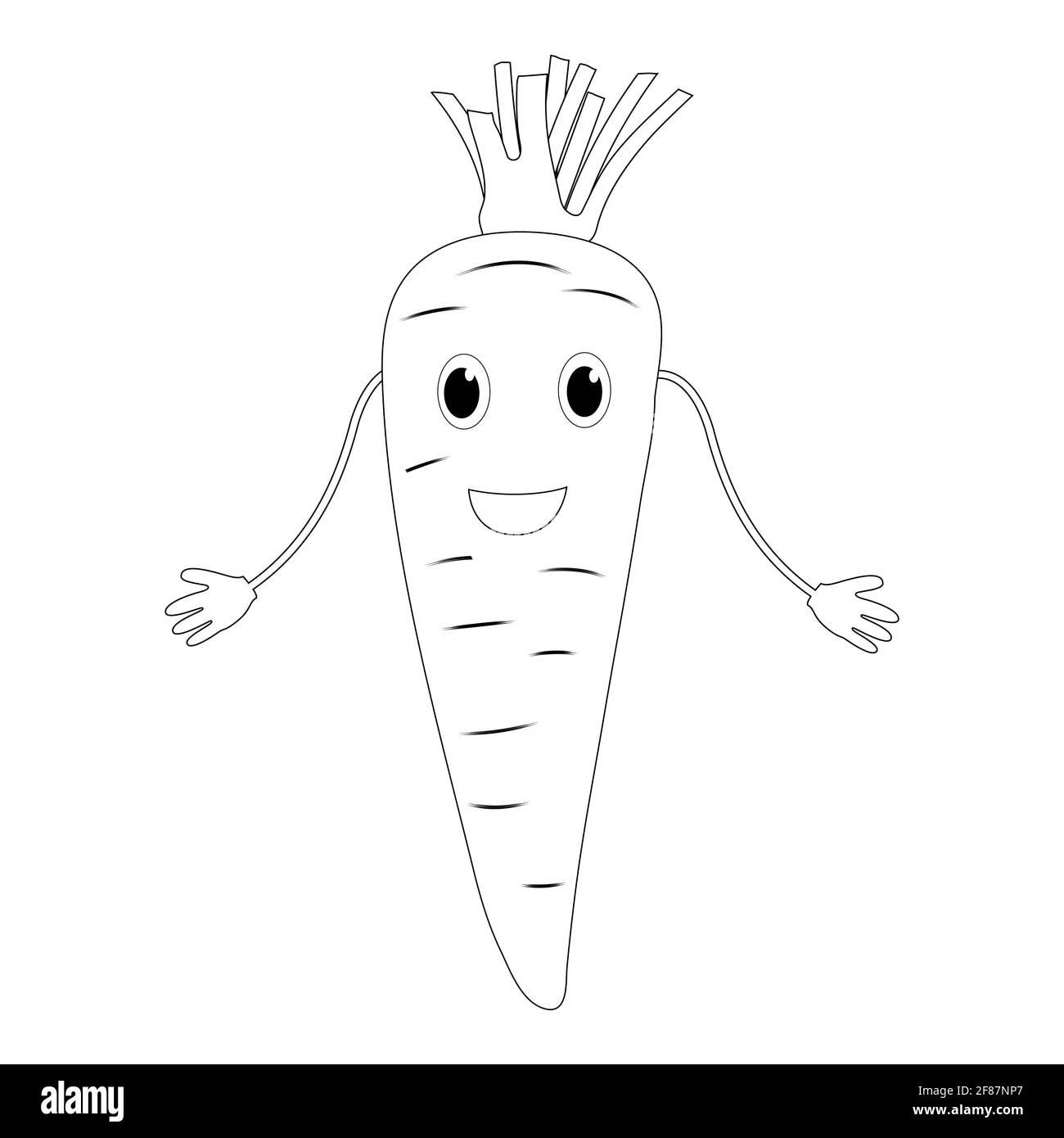 Enthusiastic carrot is a cartoon style character. Isolated, white. Carrot with face.Illustration Stock Photo