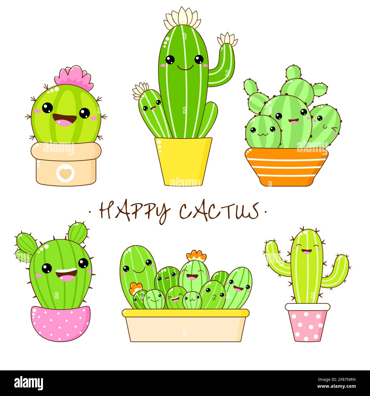Premium Vector, Cactus kawaii