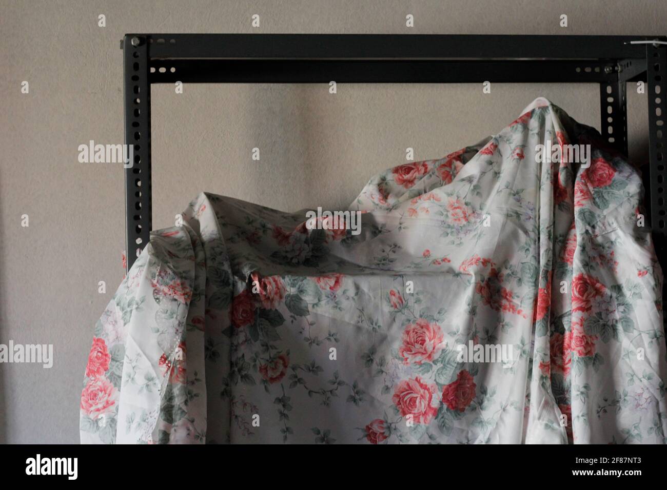 Oilcloth fabric in an old vintage abandoned house Stock Photo