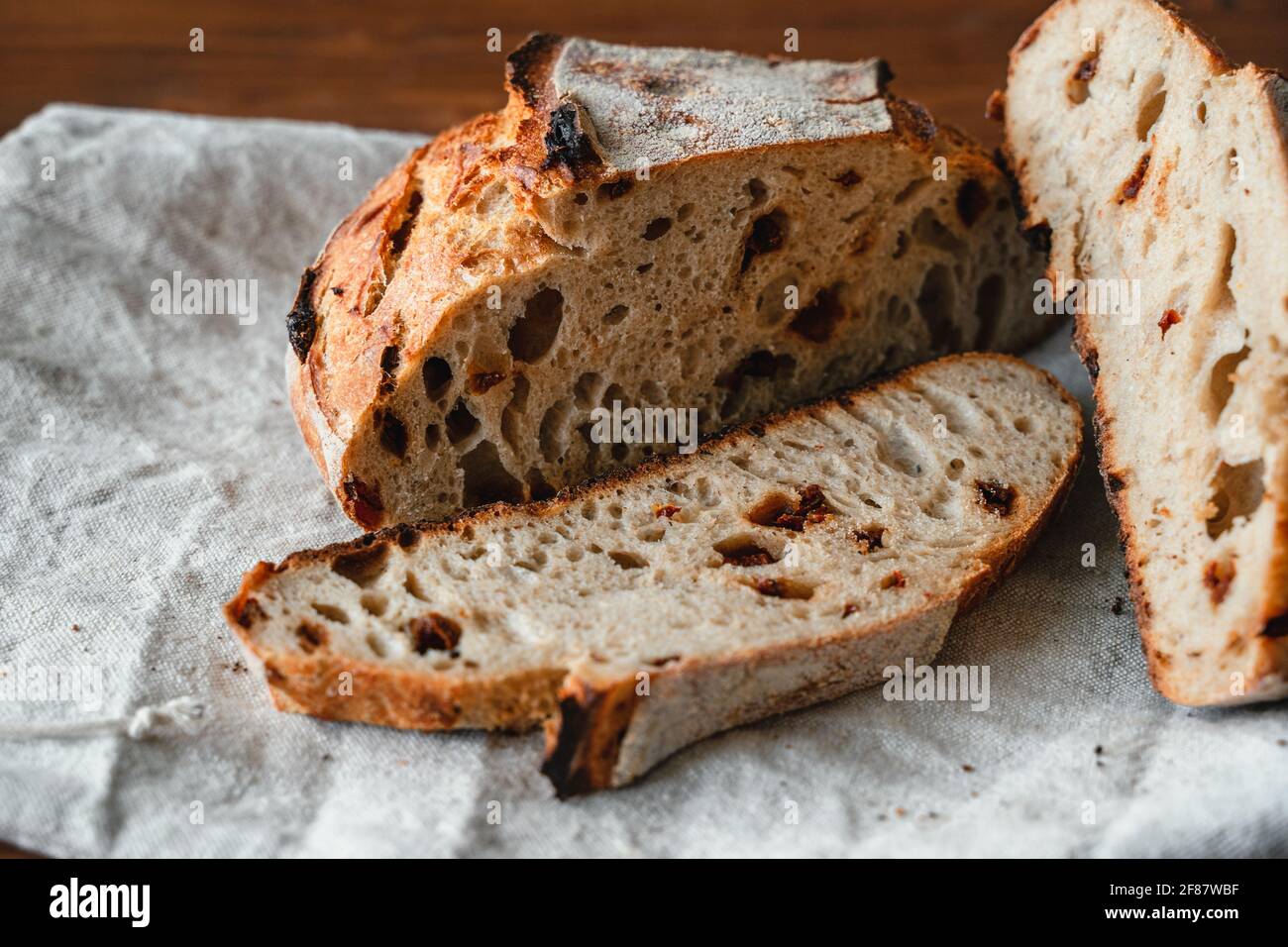 Sourdough artisan bread loaf of traditional Homemade rye starter Stock Photo