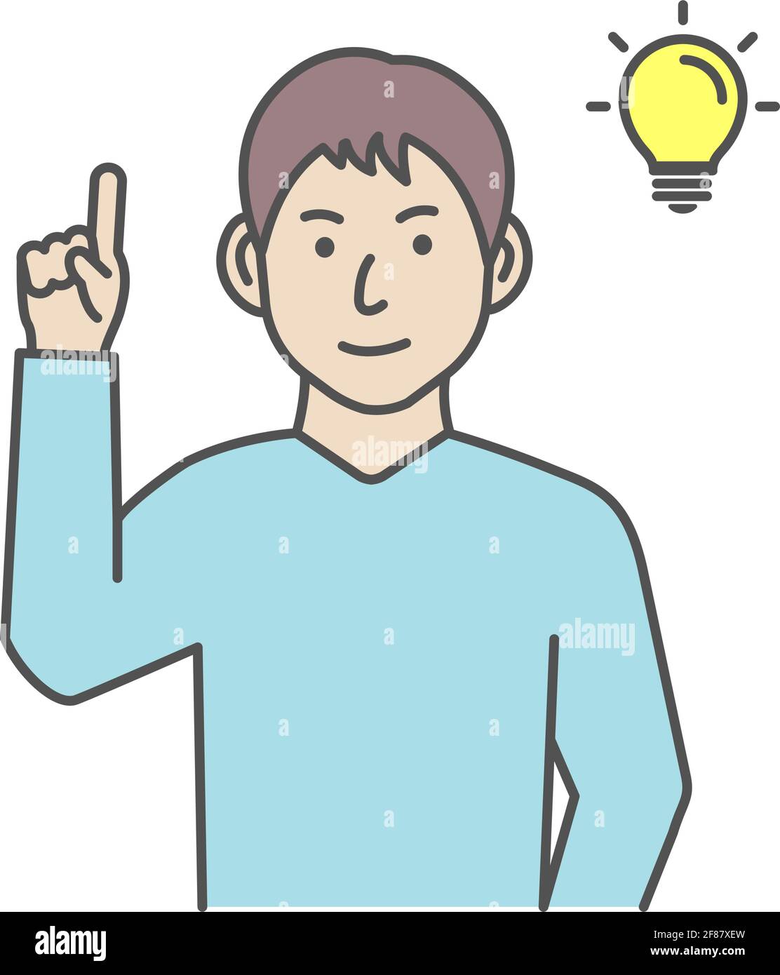 Vector illustration of a young man having good idea ( inspiration, innovation ) Stock Vector