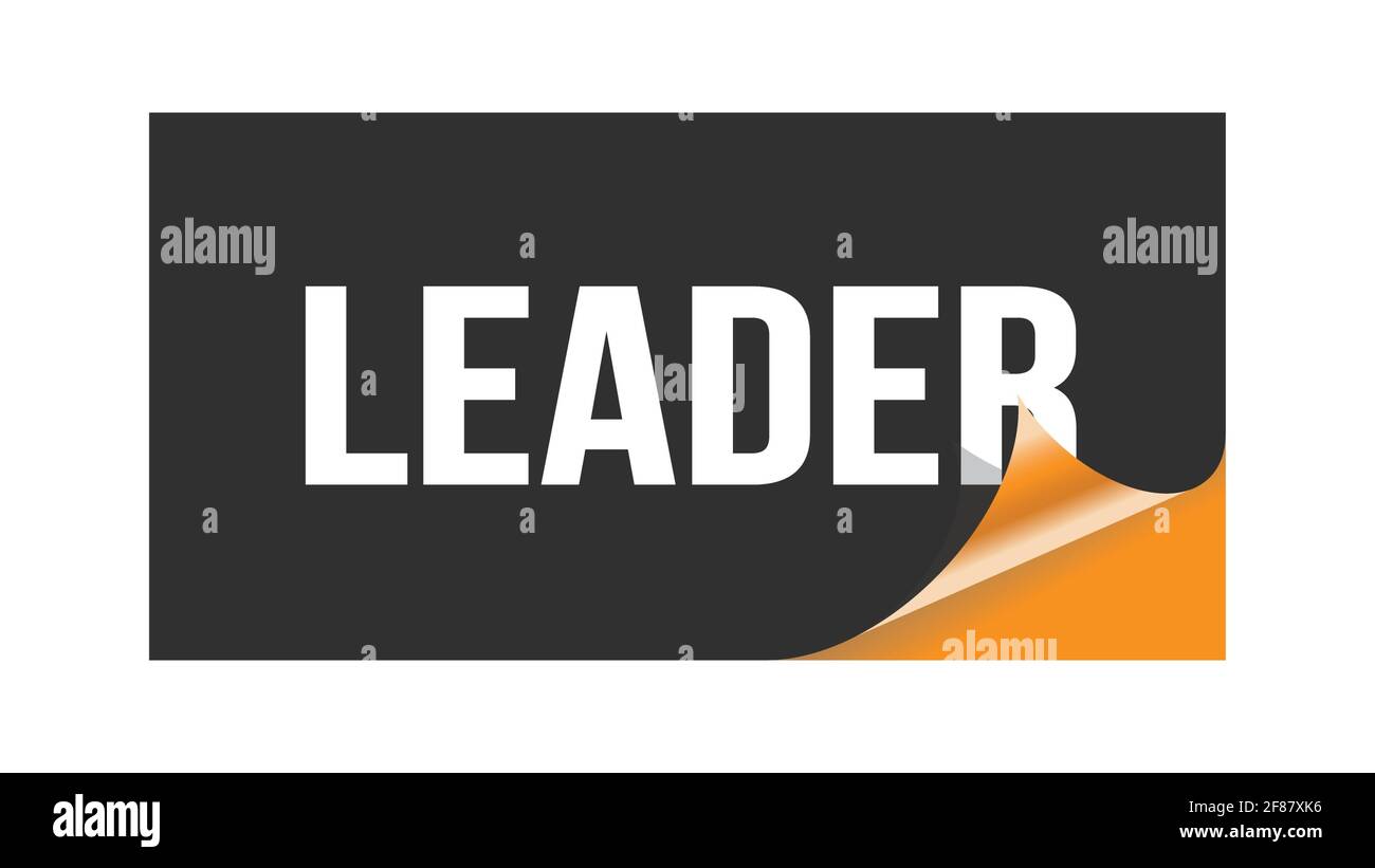 LEADER text written on black orange sticker stamp Stock Photo - Alamy