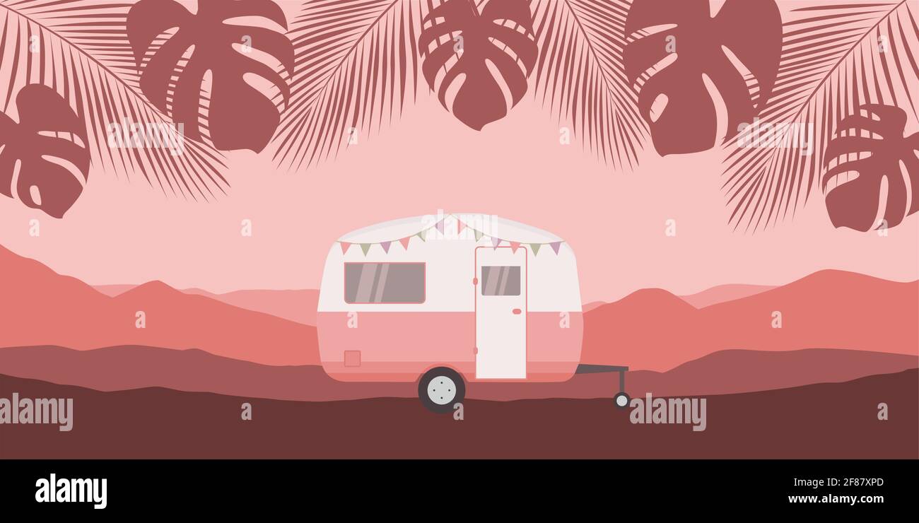 Camper van palm tree Stock Vector Images - Alamy
