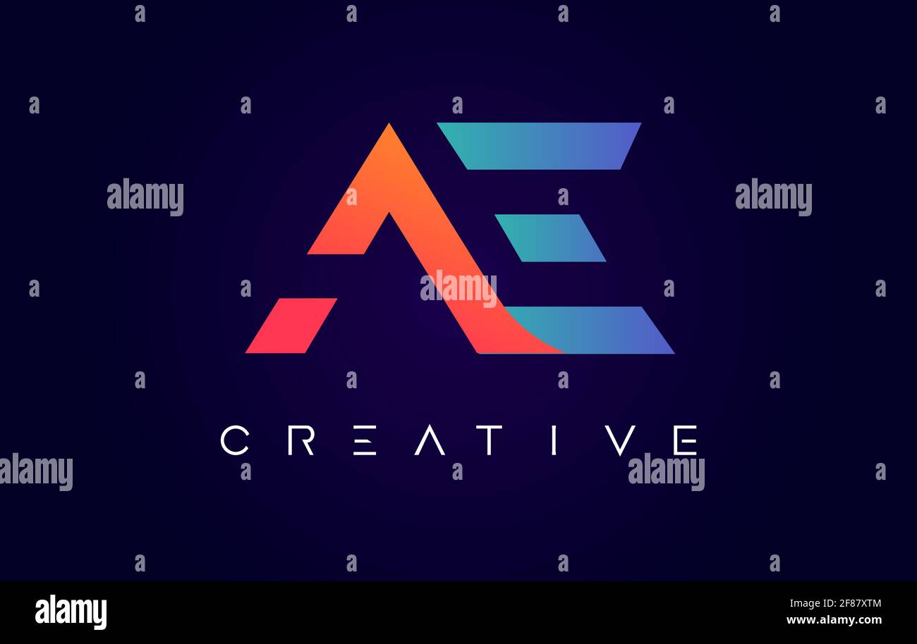 AE Logo Letter Design with Modern Creative Concept and Orange Blue ...