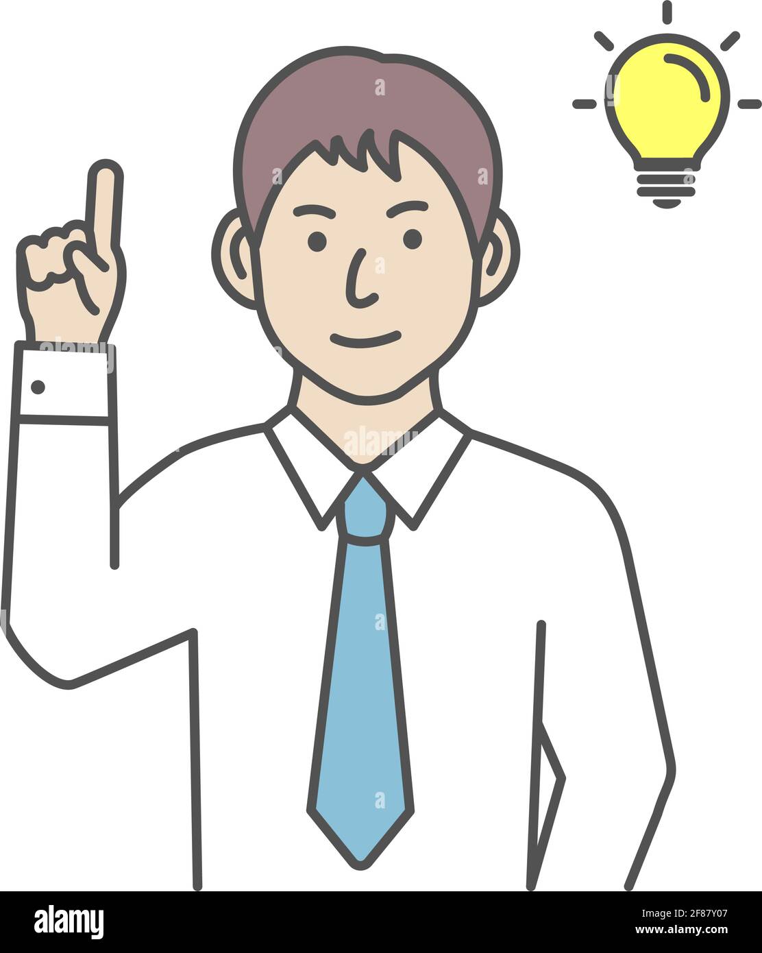 Vector illustration of a young businessman having good idea ( inspiration, innovation ) Stock Vector