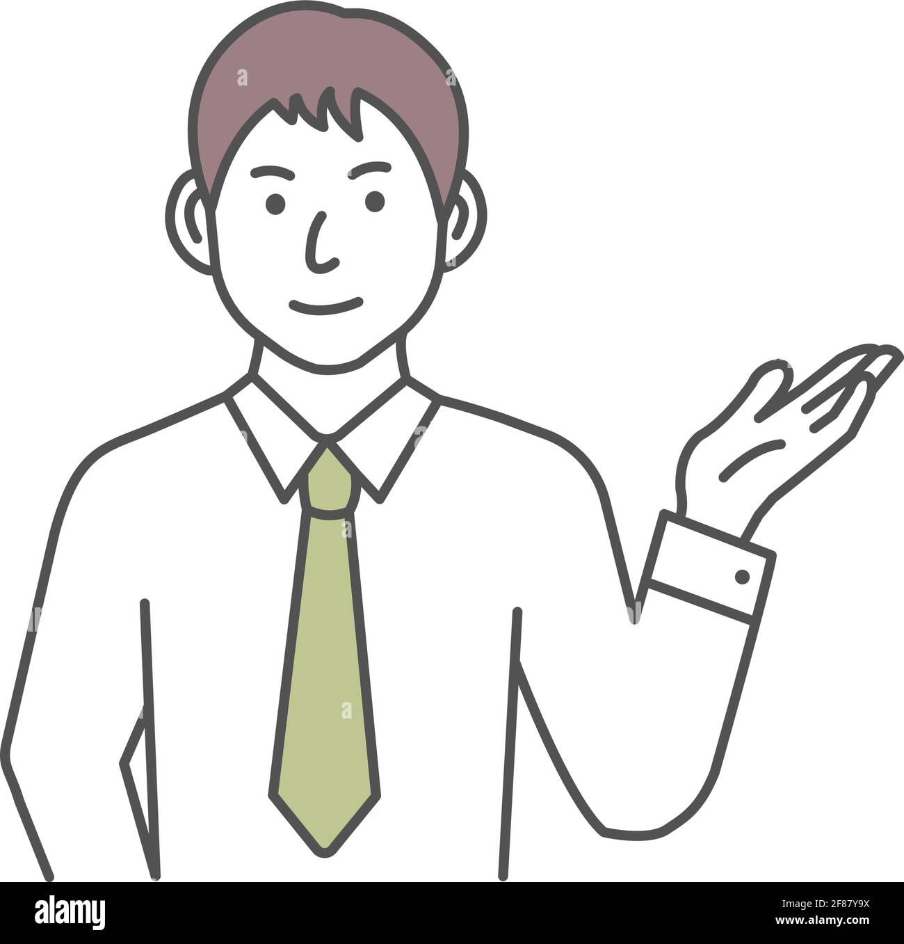 Vector illustration of a young businessman introducing or navigating Stock Vector