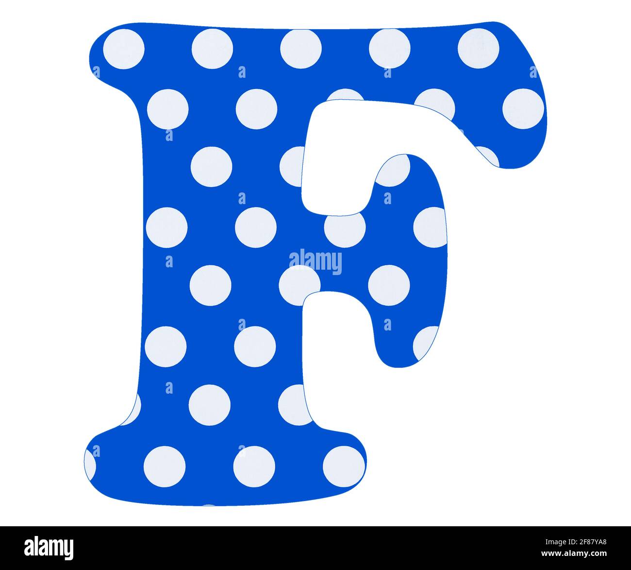Letter F - White circles on blue background Stock Photo