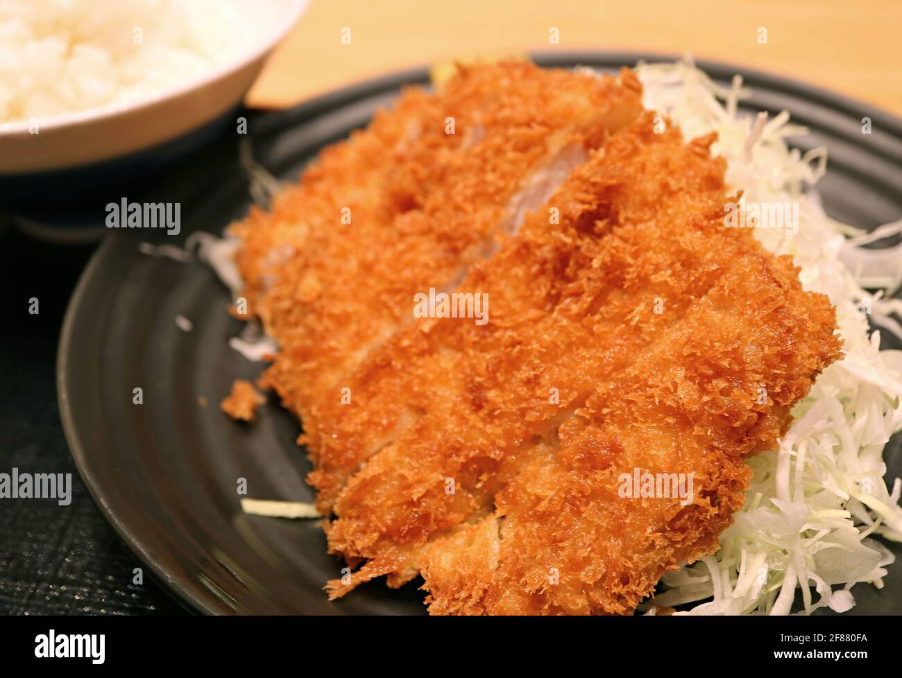 Plate of Pork Cutlet Called Tonkatsu, a Popular Japanese Style Western