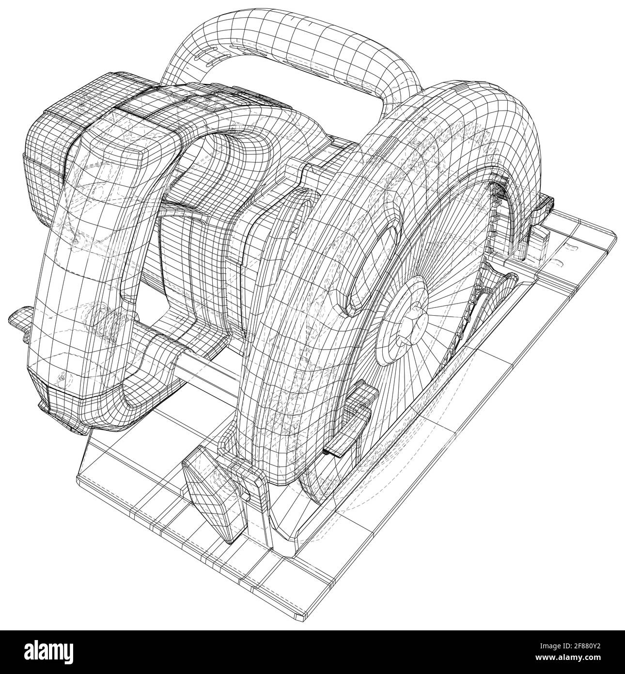 Construction Electrical saw with circular blade. EPS10 format. Wire