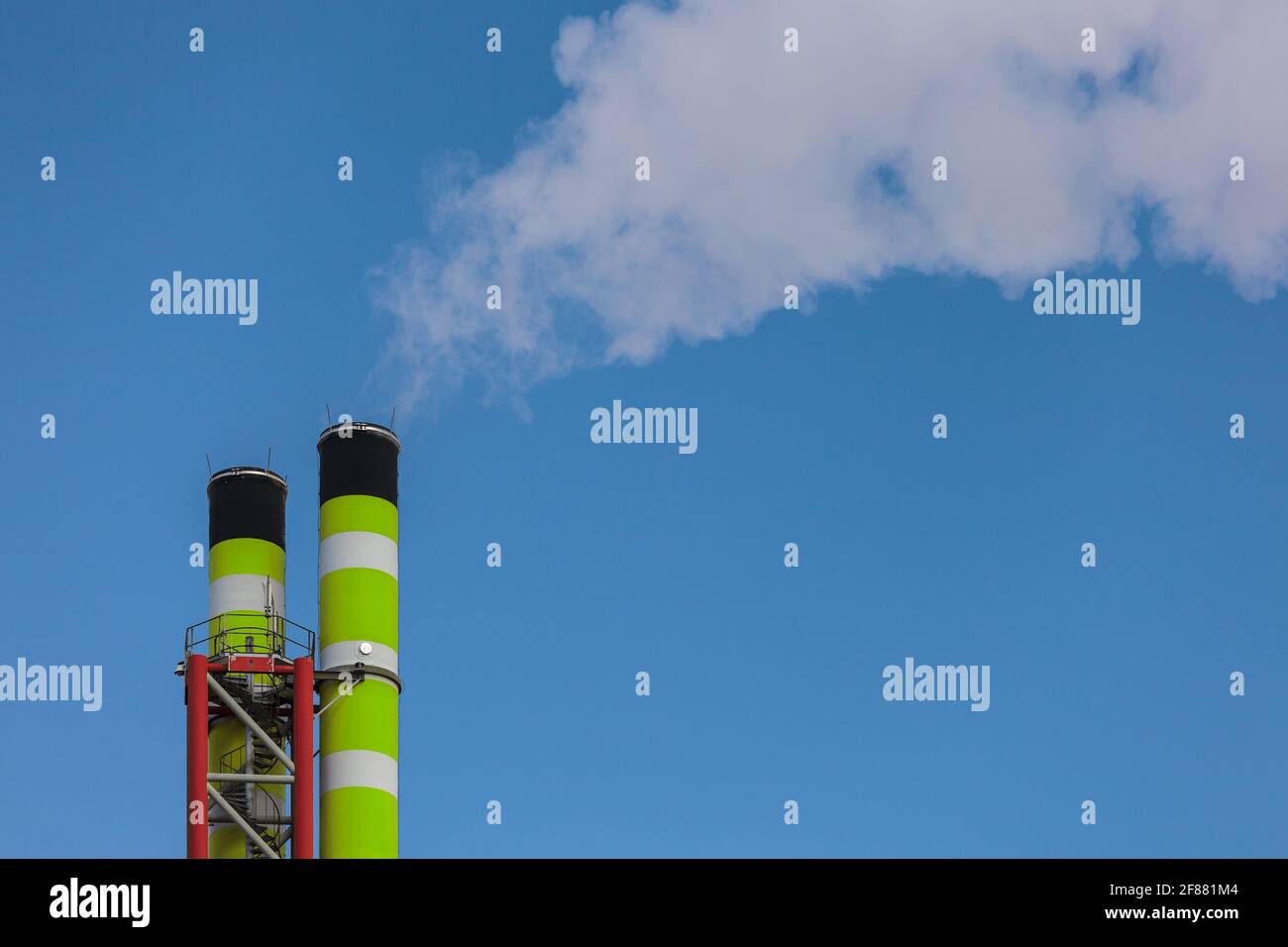 Green Striped Factory Chimney With Smoke Stock Photo Alamy green-striped-factory-chimney-with-smoke-stock-photo-alamy