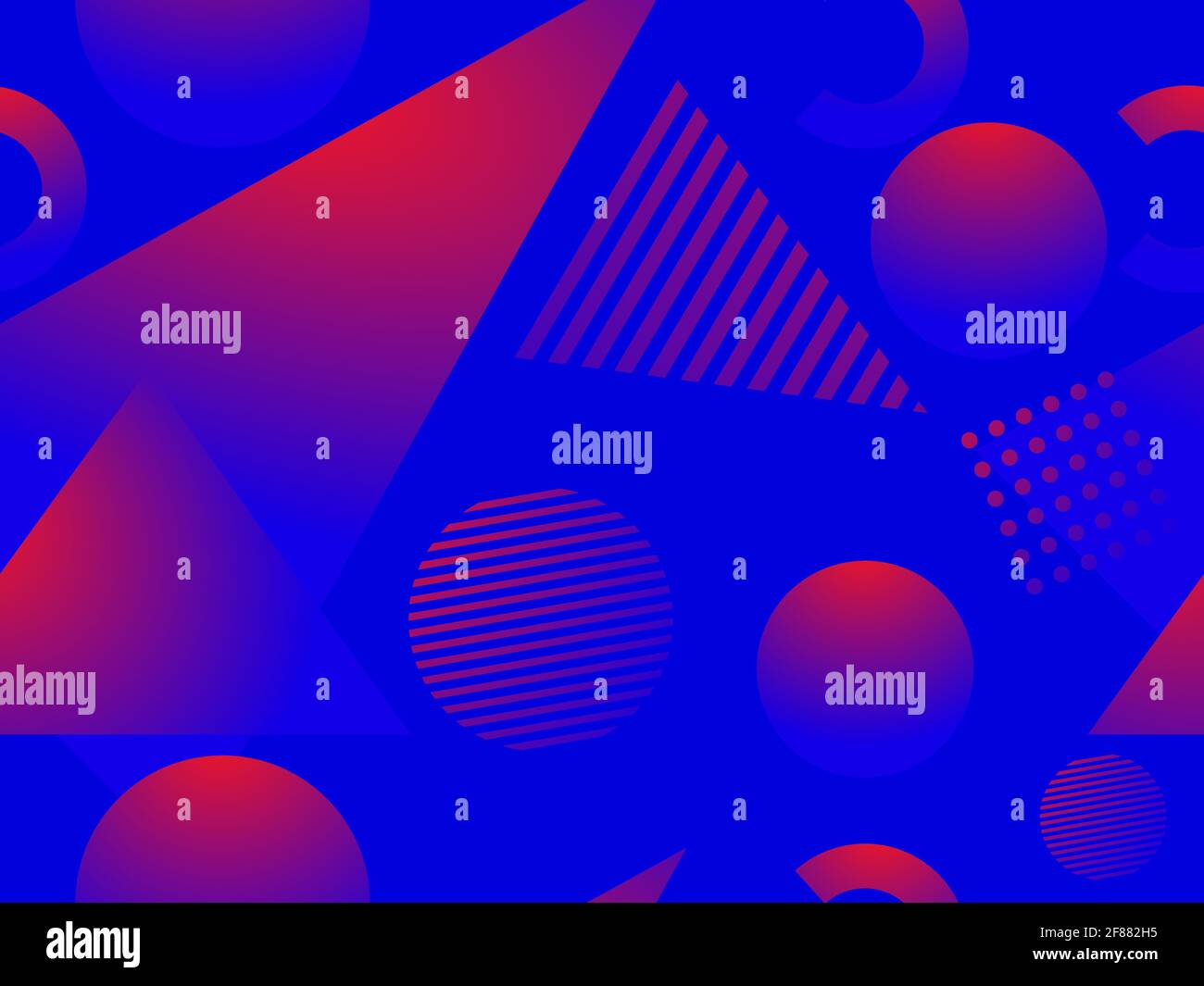 Geometric seamless pattern in 80s style with memphis elements. Gradient ...