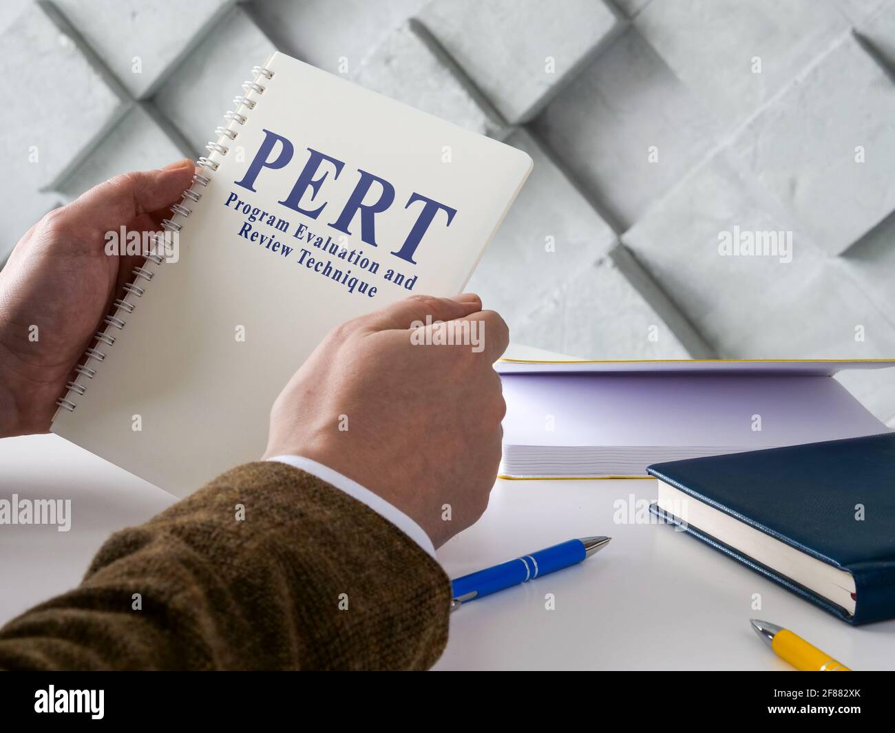 Program Project Evaluation and Review Technique PERT document. Stock Photo