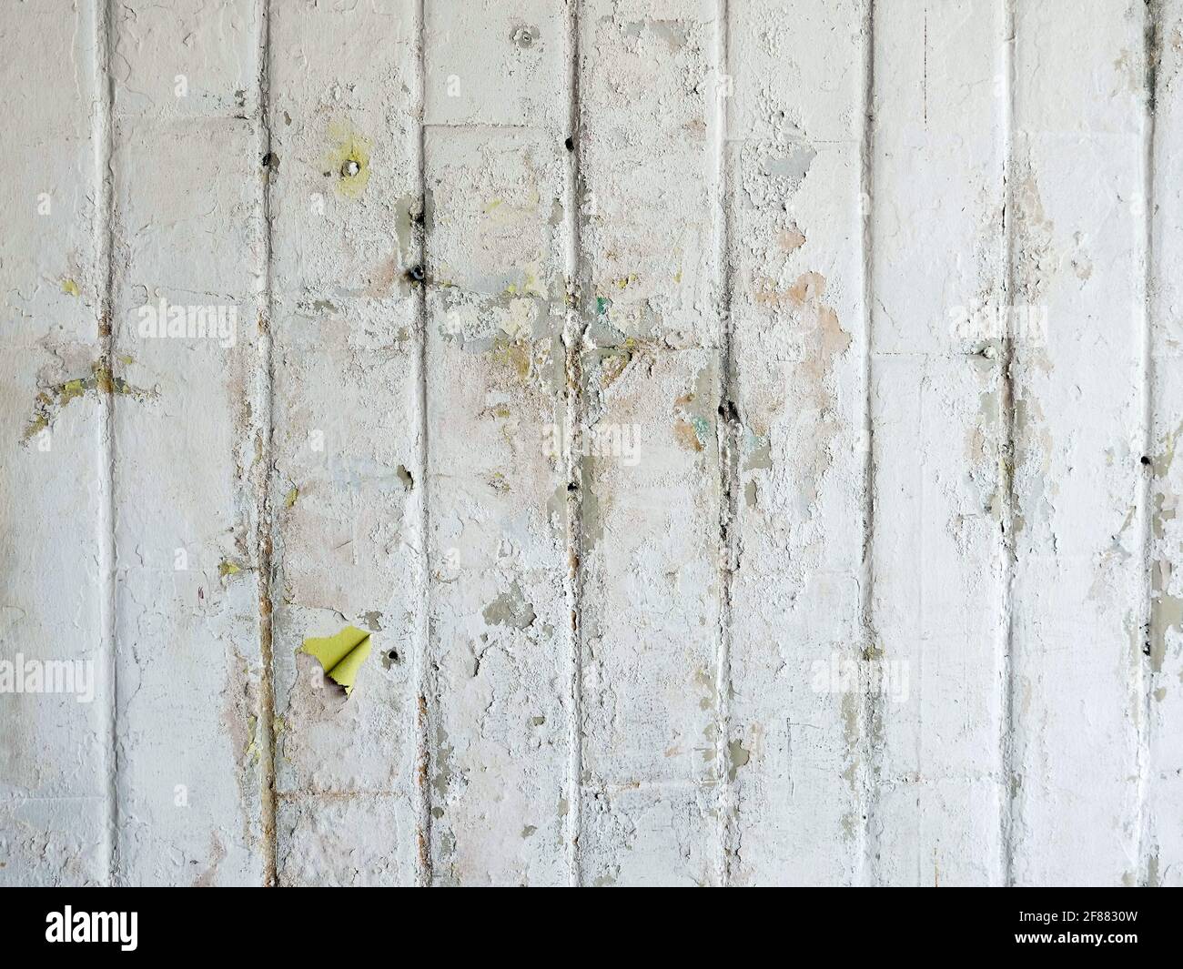 Urban old blank white wall with grunge texture background. Empty space. Stock Photo
